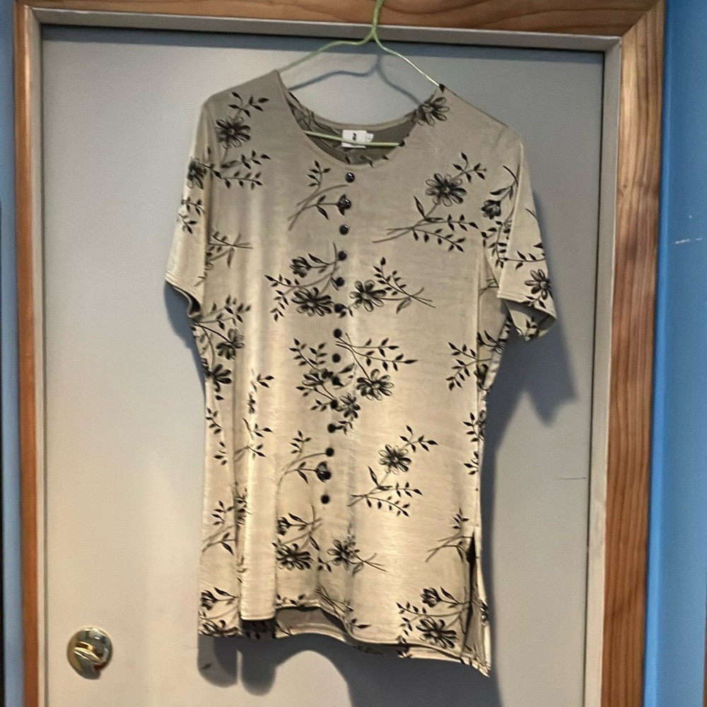 Floral Print Beige Blouse